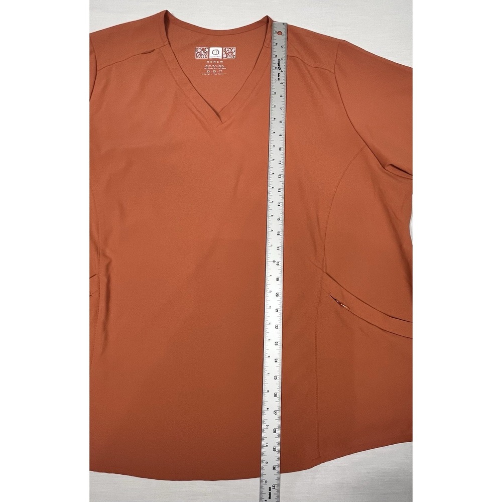 WonderWink Renew 3X Women's Scrub Top Harvest Orange V-Neck Medical Nursing Plus - Picture 10 of 11